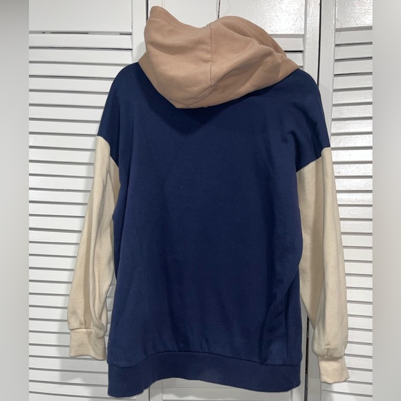 Forever21 Colorblock Navy/Grey/Beige New York Oversized Hoodie — M - Picture 5 of 5